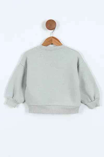 Su Yeşili (0-4 Yaş) Fiyonk Detaylı  3  İp Şardonlu Kız Çocuk Sweatshirt 415019