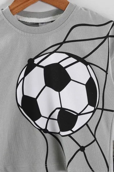 Su Yeşili (0-4 Yaş) Futbol Topu Baskılı Tişörtlü Şortlu Süprem Erkek Çocuk Yazlık Takım 457382