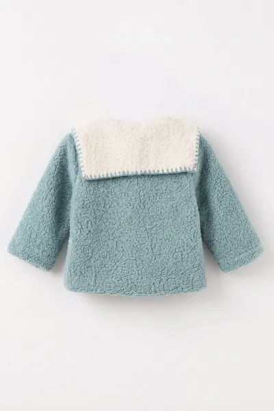 Su Yeşili (0-4 Yaş) Yakası Çiçek Nakışlı  Kuzu Kız Çocuk&Bebek  Hırka 498584