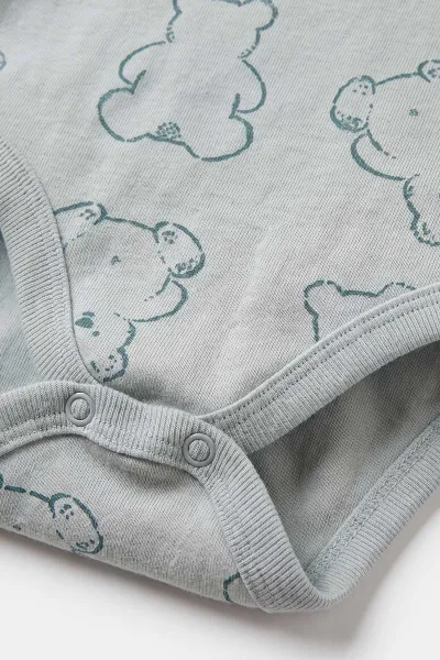 Su Yeşili (0-9 Ay) Ayı Desenli Bebek Çıtçıtlı Badi 482279