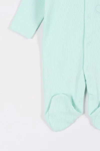 Su Yeşili (0-9 Ay) Nakışlı Çıtçıtlı Bebek Tulum 280625