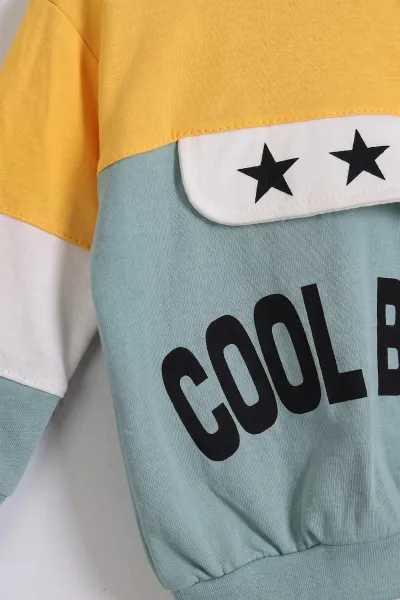 Su Yeşili (1-2 Yaş) Cool Boys Baskılı Yıldızlı 2'li Erkek Çocuk Takım 479973