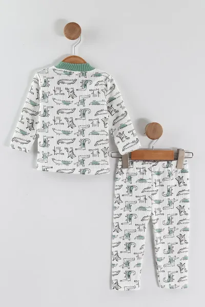 Su Yeşili (1-3 Yaş) Balık  Desenli Raporlu Çocuk Pijama Takım 459410