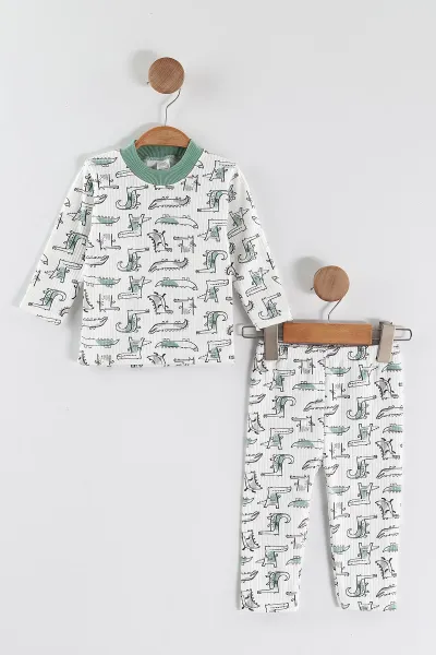su-yesili-1-3-yas-balik-desenli-raporlu-cocuk-pijama-takim-459410