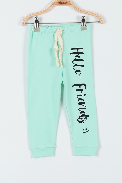 Su Yeşili (1-3 Yaş) Hello Friends Baskılı Kız Bebe Pijama Takım 181890