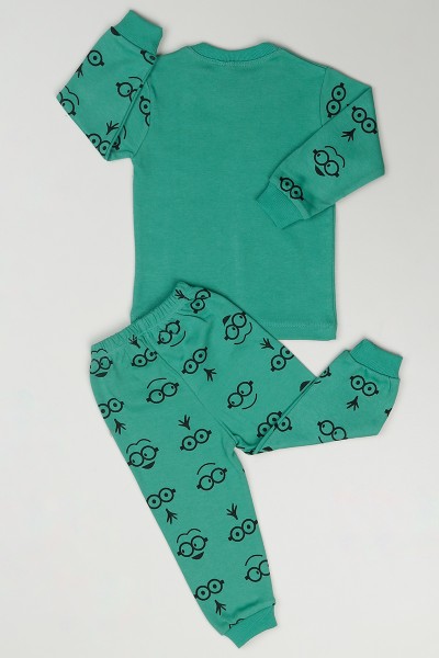Su Yeşili (1-3 Yaş) Minyon Baskılı Erkek Çocuk Pijama Takımı 84534