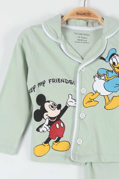 Su Yeşili (1-3 Yaş) Ördek Baskılı Erkek Bebe Pijama Takım 181873