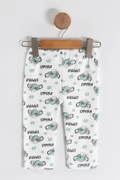 Su Yeşili (1-3 Yaş) Simba Desenli Raporlu Çocuk Pijama Takım 459396
