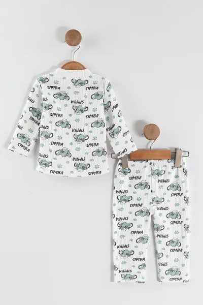 Su Yeşili (1-3 Yaş) Simba Desenli Raporlu Çocuk Pijama Takım 459396
