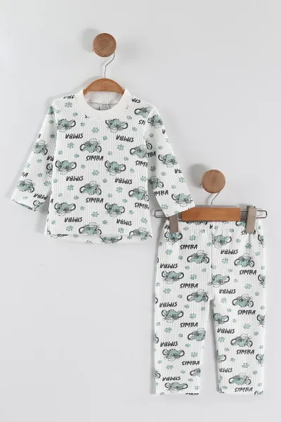 su-yesili-1-3-yas-simba-desenli-raporlu-cocuk-pijama-takim-459396