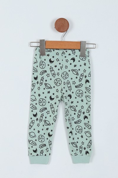 Su Yeşili (1-3 Yaş) Uzay Baskılı Erkek Çocuk Pijama Takım 219573