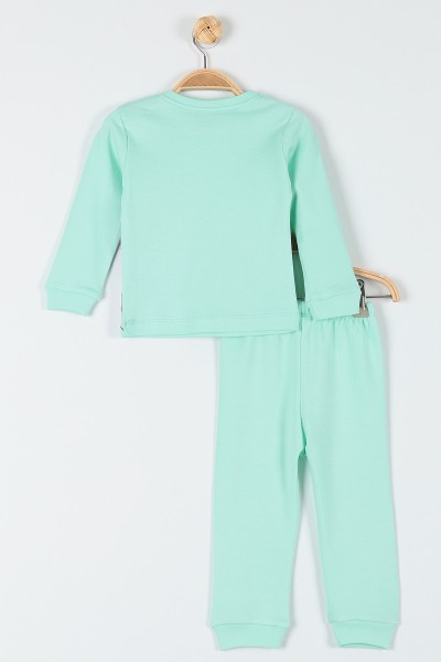 Su Yeşili (1-3 Yaş) Yıldızlı At Baskılı Kız Bebe Pijama Takım 181905