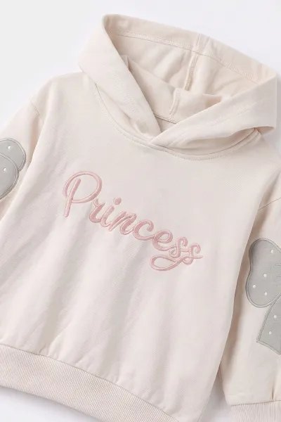Su Yeşili (1-4 Yaş) Princess Nakışlı Kapüşonlu Sweatli  2 İp Kız Çocuk&Bebek 2'li Takım 495245