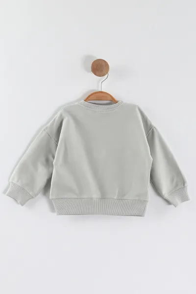 Su Yeşili (1-4 Yaş)Çiçek Motifli Kız Çocuk Sweatshirt 432892