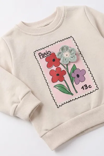 Su Yeşili (1-5 Yaş) 3 ip Şardonlu Sweat Pantolon Kız Çocuk Kışlık Takım 495857