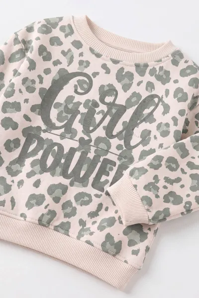 Su Yeşili (1-5 Yaş) Girl Power Baskılı Alt Çimalı İçi Şardonlu Kız Çocuk Kışlık Takım 493964