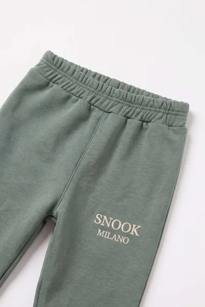 Su Yeşili (1-5 Yaş) Snook Baskılı Gömlek Yaka İçi Şardonlu Erkek Çocuk Kışlık Takım 495726