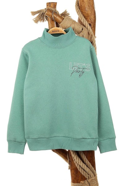 Su Yeşili (13-16 Yaş) Let'S Party Baskılı Üç İp Şardonlu Erkek Çocuk Sweat 154260