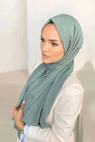 Su Yeşili 180x70 Bambu Kraş Düz Desen Şal 318921