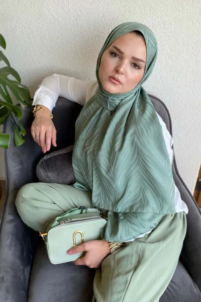 Su Yeşili 180x70 Jakar İpeksi Zebra Desen Şal 270888