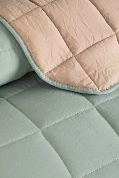 Su Yeşili 190x225 cm Düz Renk Çift Taraflı Pamuklu Yatak Örtüsü Tek Kişilik 288833