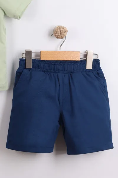 Su Yeşili (2-10  Yaş) Polo Yaka Cool Boy Baskılı Tişörtlü Gabardin Şortlu Erkek Çocuk Yazlık 2'li Takım 454617