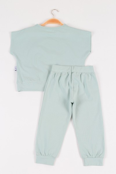 Su Yeşili (2-5 yaş) Pul İşlemeli Kız Çocuk Pijama Takımı 115433