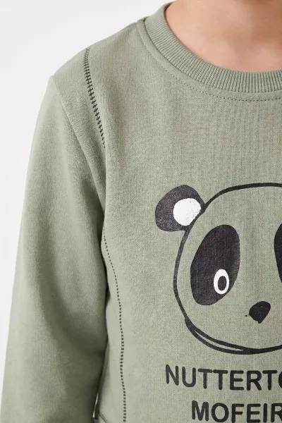 Su Yeşili (2-6 Yaş)Panda Baskılı  2 İp Erkek Çocuk Mevsimlik Takım 472733