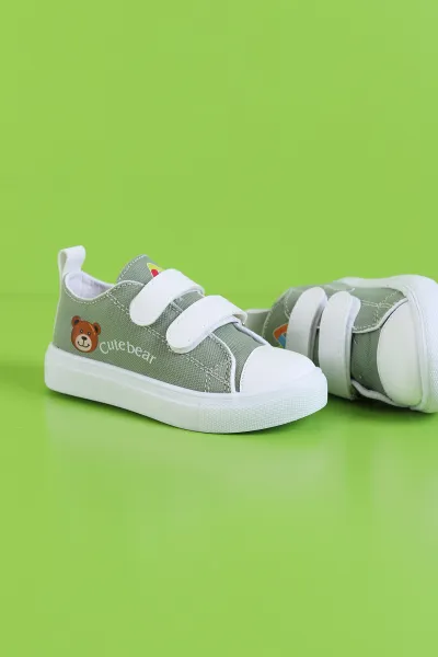 Su Yeşili (26-30 Patik) Keten Çift Cırtlı Unisex Çocuk Ayakkabı 276149