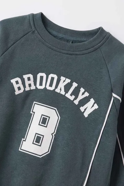Su Yeşili (3-12 Yaş) Brooklyn Baskılı 3 ip Şardonlu Erkek Çocuk Kışlık Takım 494717