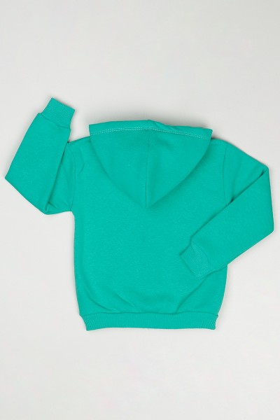 Su Yeşili (3-12 Yaş) Star Baskılı İçi Şardonlu Kız Çocuk Sweatshirt 90770