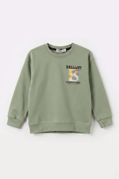 Su Yeşili (3-12 Yaş)Baskılı 2 İp Erkek Çocuk Sweatshirt 484124