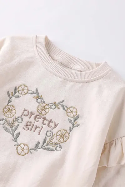 Su Yeşili (3-18 Ay) Pretty Girl Nakışlı Fırfırlı 2 İp Kız Bebek Takım 479361