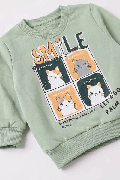 Su Yeşili (3-18 Ay) Smile Baskılı 2 İp Kız Bebek Mevsimlik Takım 481100
