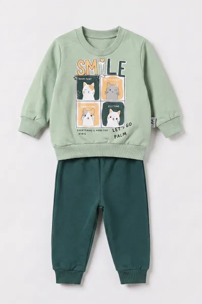 Su Yeşili (3-18 Ay) Smile Baskılı 2 İp Kız Bebek Mevsimlik Takım 481100