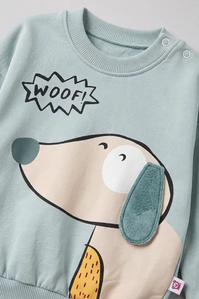 Su Yeşili (3-24 Ay) Woof Baskılı 2 İp  Alt Çimalı Erkek Bebek Takım 480843