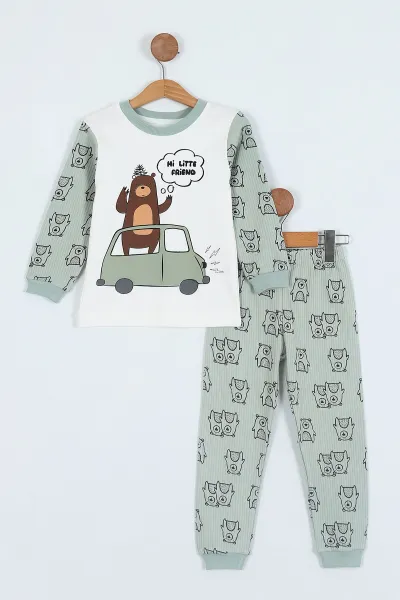 Su Yeşili (3-7 Yaş) Baskılı Erkek Çocuk Pijama Takım 239596