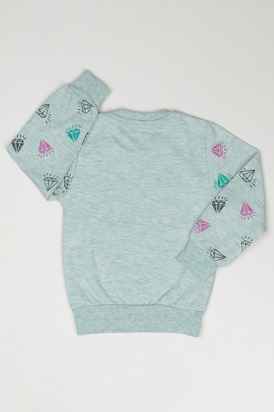 Su Yeşili (3-7 Yaş) Give Baskılı Kız Çocuk Sweatshirt 90349