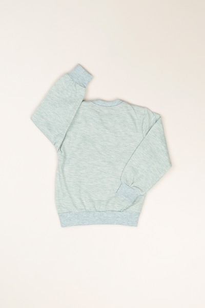 Su Yeşili (3-12 Yaş) Happy Baskılı İçi Şardonlu Kız Çocuk Sweatshirt 82154
