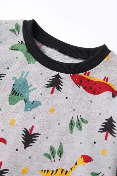 Su Yeşili (4-10 Yaş) Desenli 2 İp Erkek Çocuk Pijama Takım 483319