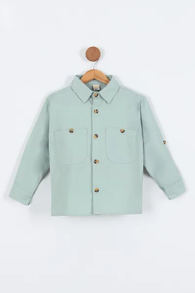 su-yesili-5-14-yas-cift-cepli-oversize-kalip-erkek-cocuk-gabardin-gomlek-323438