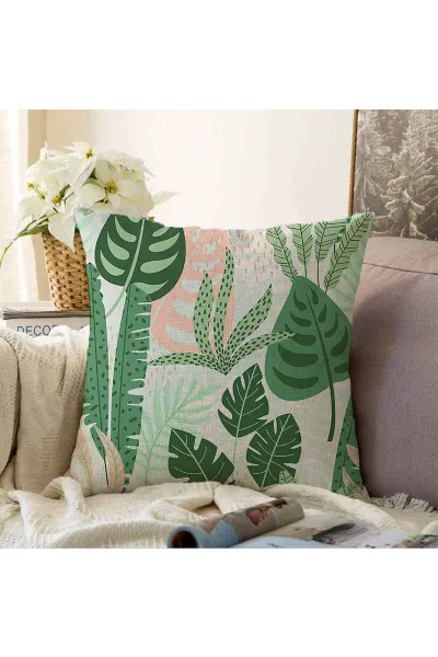 Yeşil 43x43 Dijital Baskılı Fermuarlı Modern Kırlent Kılıfı 272903