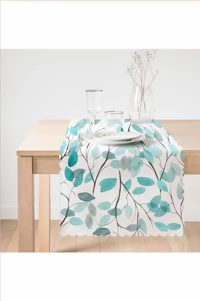 Su Yeşili 45x140 Dijital Baskılı Özel Tasarım Modern Runner 230915