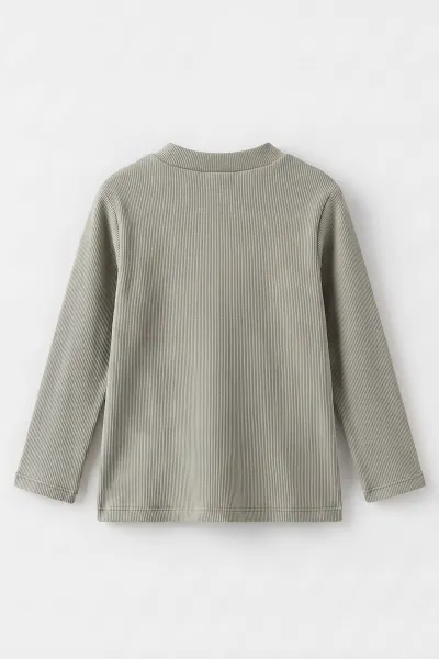 Su Yeşili (5-12 Yaş) Yarım Balıkçı Yaka Kaşkorse Çocuk Body Sweatshirt 495475