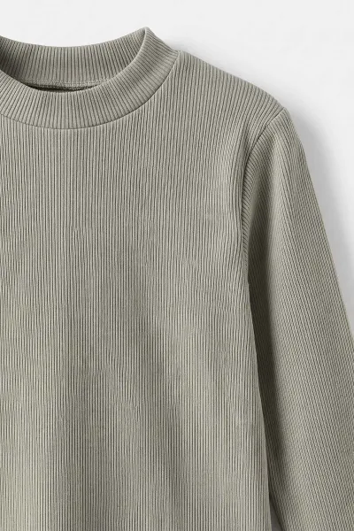 Su Yeşili (5-12 Yaş) Yarım Balıkçı Yaka Kaşkorse Çocuk Body Sweatshirt 495475