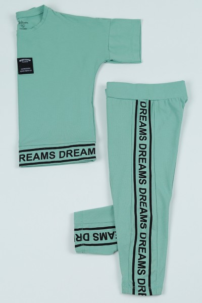 Su Yeşili (5-8 Yaş) Dreams Baskılı Kız Çocuk Takım 97558