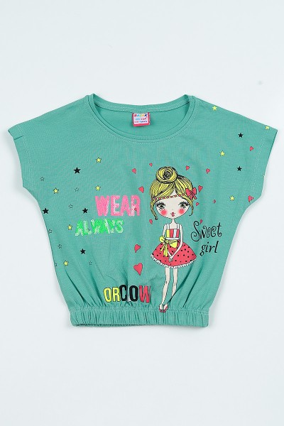 su-yesili-5-8-yas-pul-islemeli-bel-lastikli-kiz-cocuk-tisort-105297