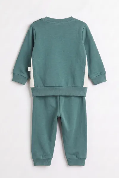 Su Yeşili (6-24 Ay) Hills Baskılı Cepli Görünümlü Erkek Bebek Takım 473060