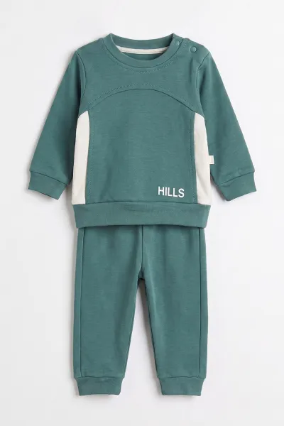 Su Yeşili (6-24 Ay) Hills Baskılı Cepli Görünümlü Erkek Bebek Takım 473060