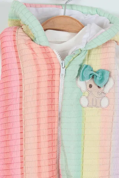 Su Yeşili (6-24 Ay) Nakışlı Yelekli Kız Bebe Takım 230779